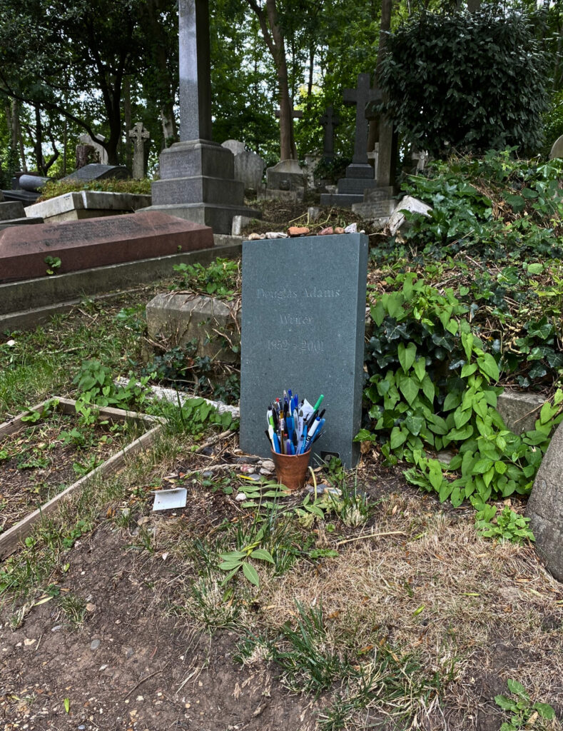 Douglas Adams' grave in Highgate Cemetery